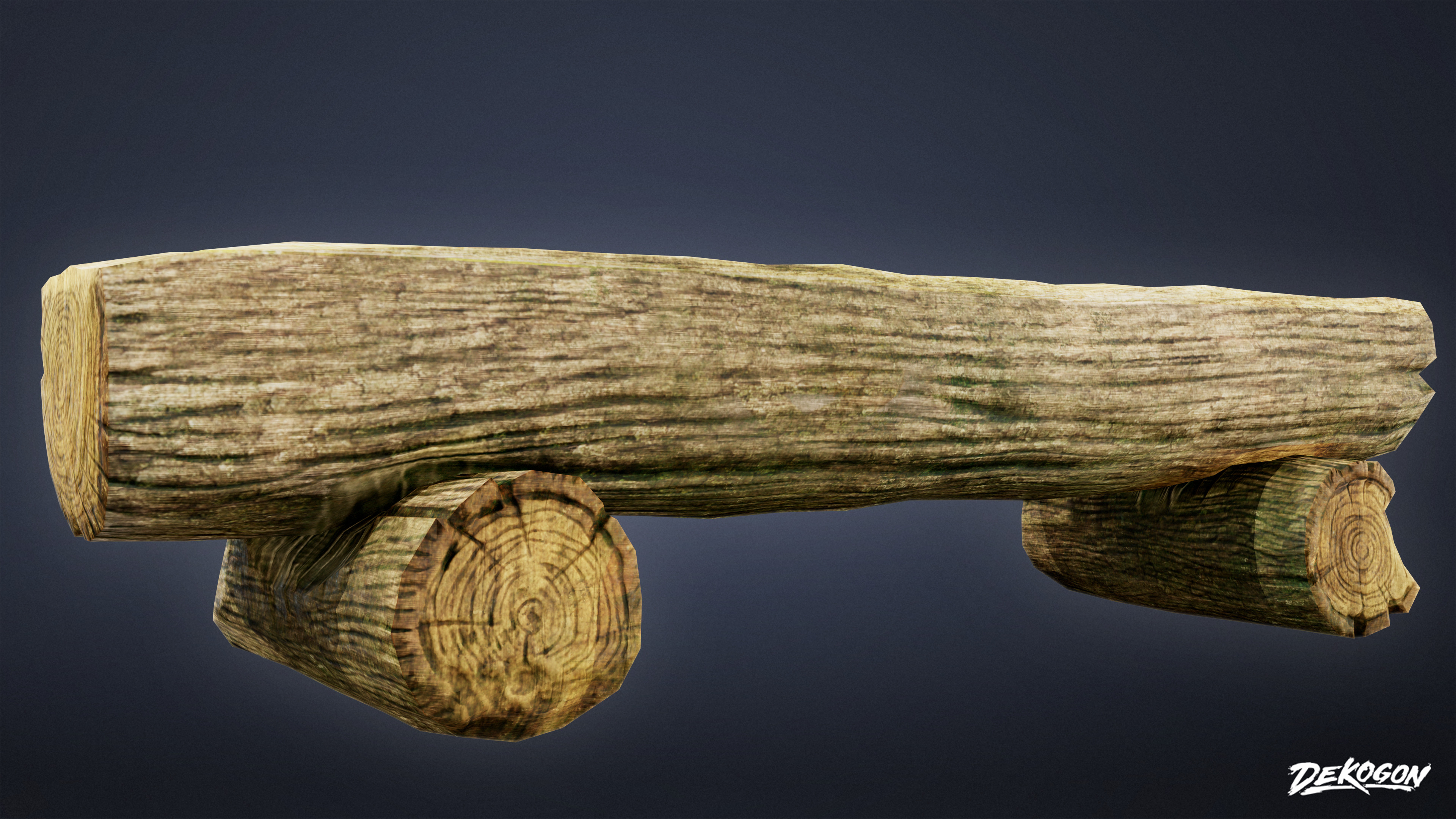 CAMPING - Wood Log Bench 01 - LOW POLY Low-poly 3D model_4