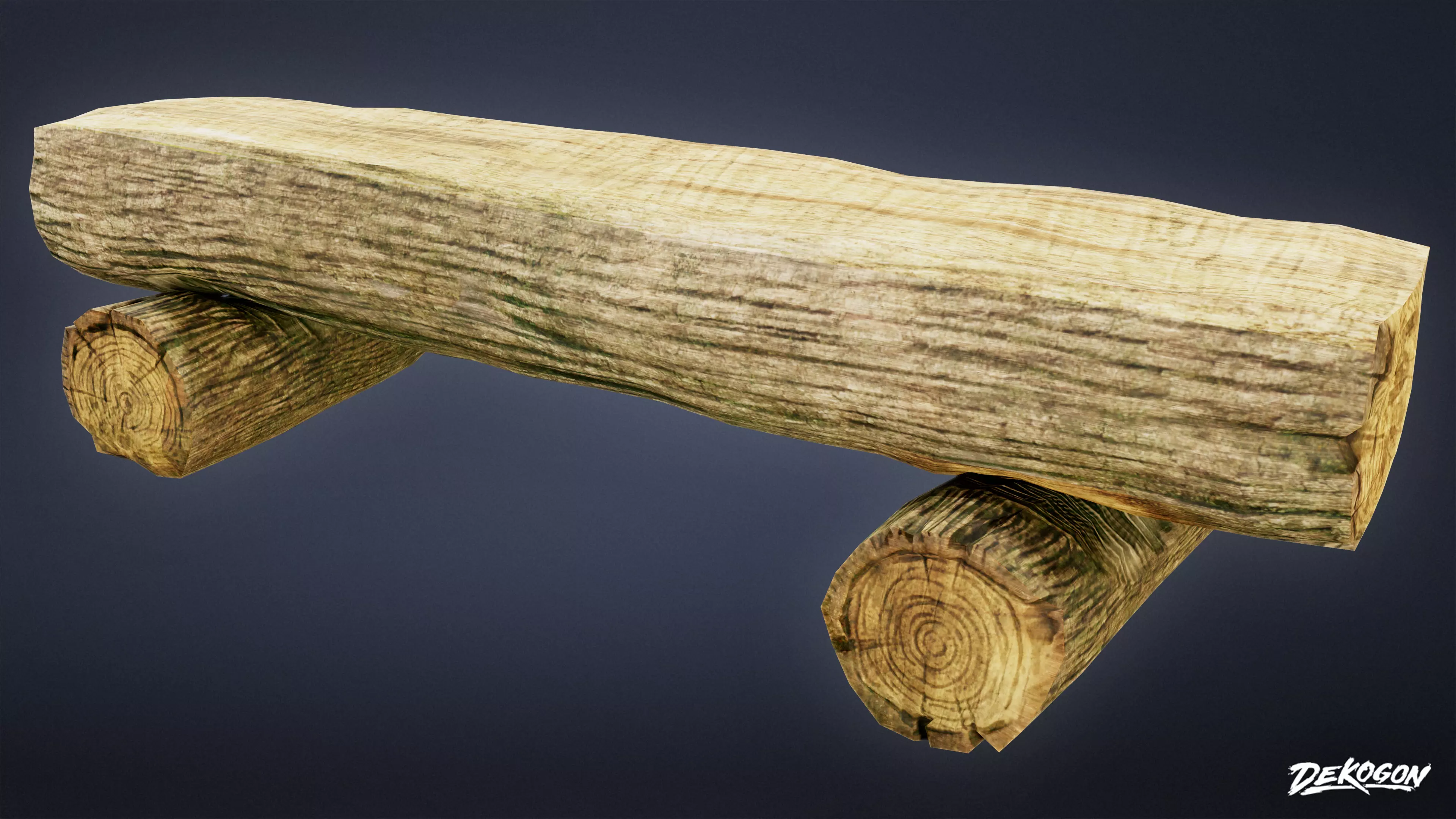 CAMPING - Wood Log Bench 01 - LOW POLY Low-poly 3D model_0
