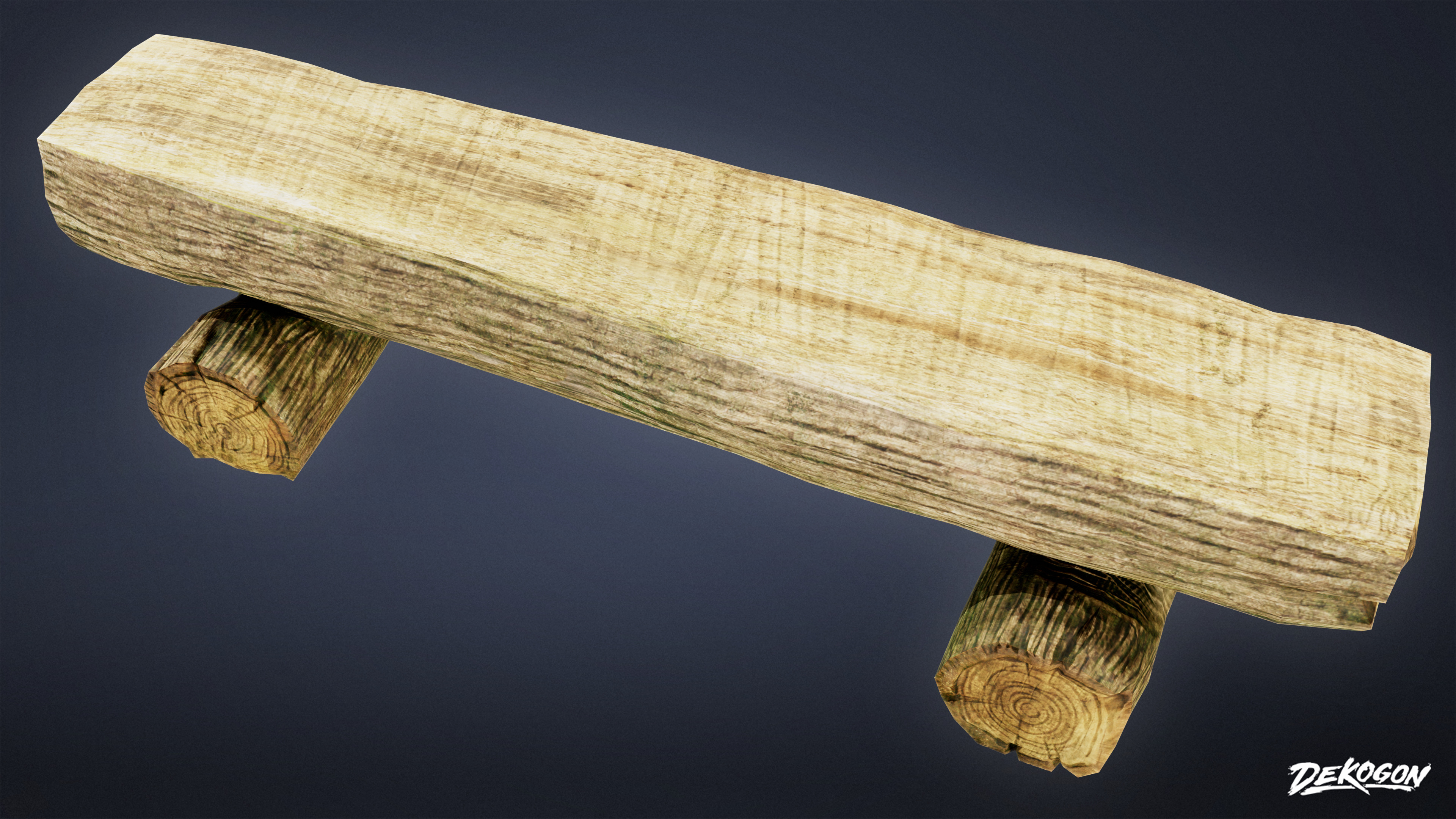 CAMPING - Wood Log Bench 01 - LOW POLY Low-poly 3D model_5