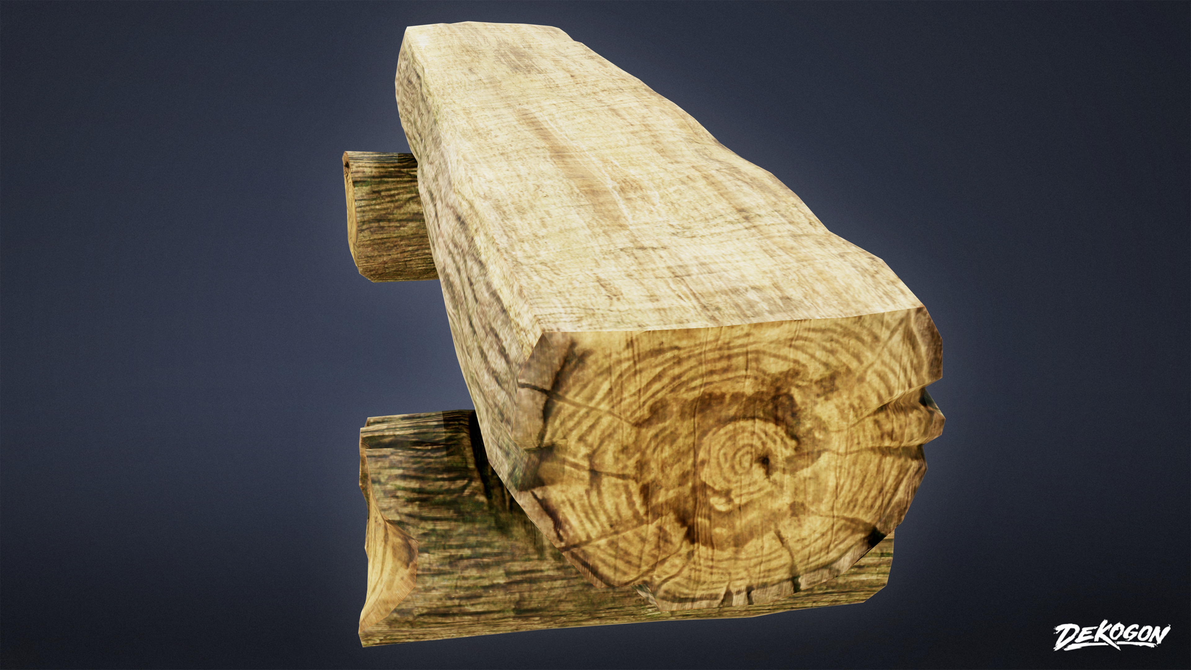 CAMPING - Wood Log Bench 01 - LOW POLY Low-poly 3D model_1