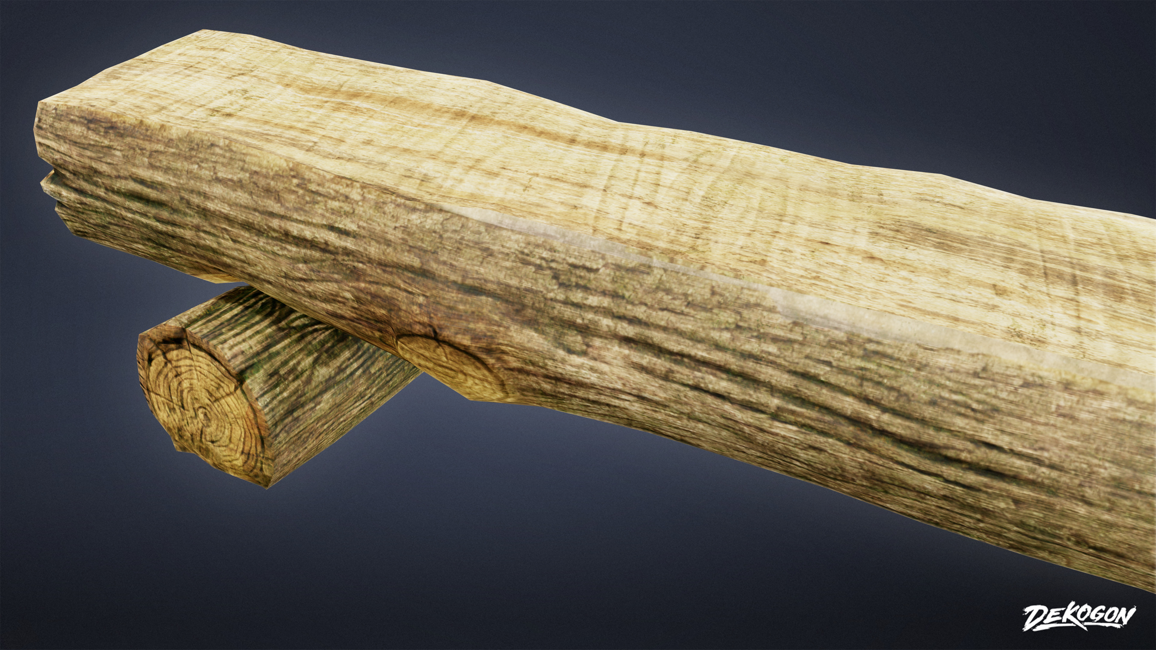 CAMPING - Wood Log Bench 01 - LOW POLY Low-poly 3D model_9