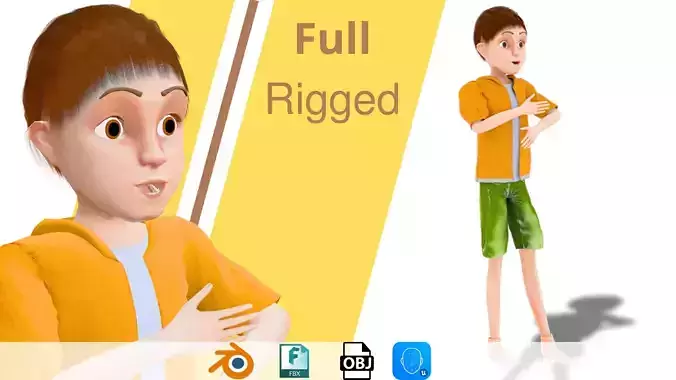Cartoon Man Rigged model RealTime Male Low-poly 3D model