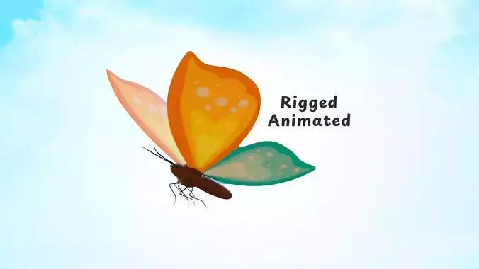 Butterfly Wing Flapping 1 Animated Low-poly 3D model