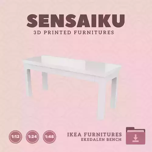 EKEDALEN Seat Bench for Miniature Dollhouse IKEA 3D Print