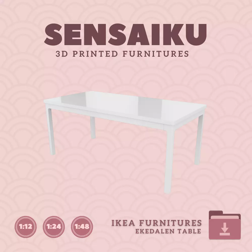 EKEDALEN Extendable Table for Miniature Dollhouse IKEA 3D Print 3D print model