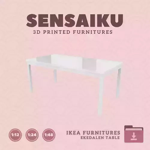 EKEDALEN Extendable Table for Miniature Dollhouse IKEA 3D Print