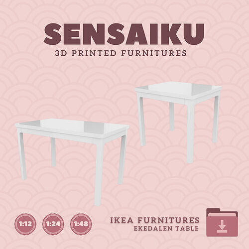 EKEDALEN Extendable Table V2 for Mini Dollhouse IKEA 3D Print 3D print model