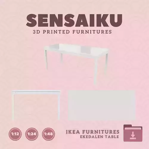 EKEDALEN Extendable Table V3 for Dollhouse IKEA 3D Print