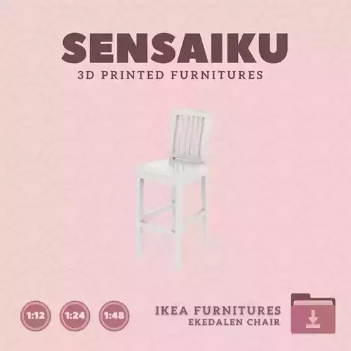 EKEDALEN Bar Stool with Backrest for Dollhouse IKEA 3D Print