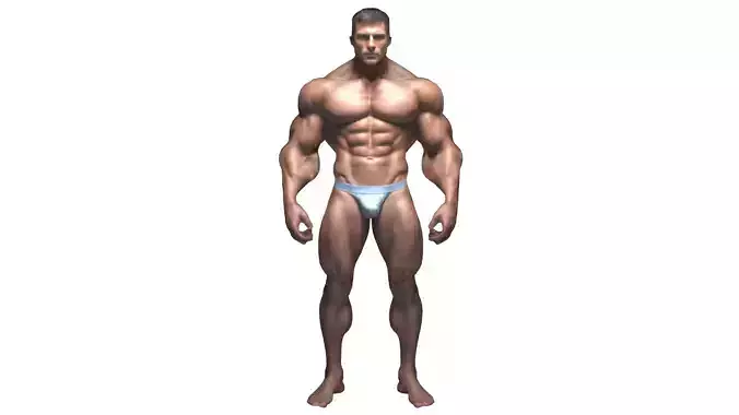 muscular male body Low-poly 3D model