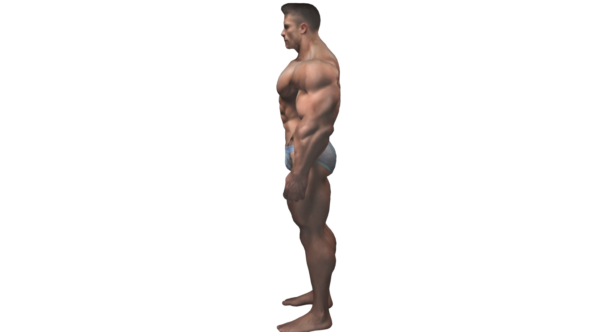 muscular male body Low-poly 3D model_3