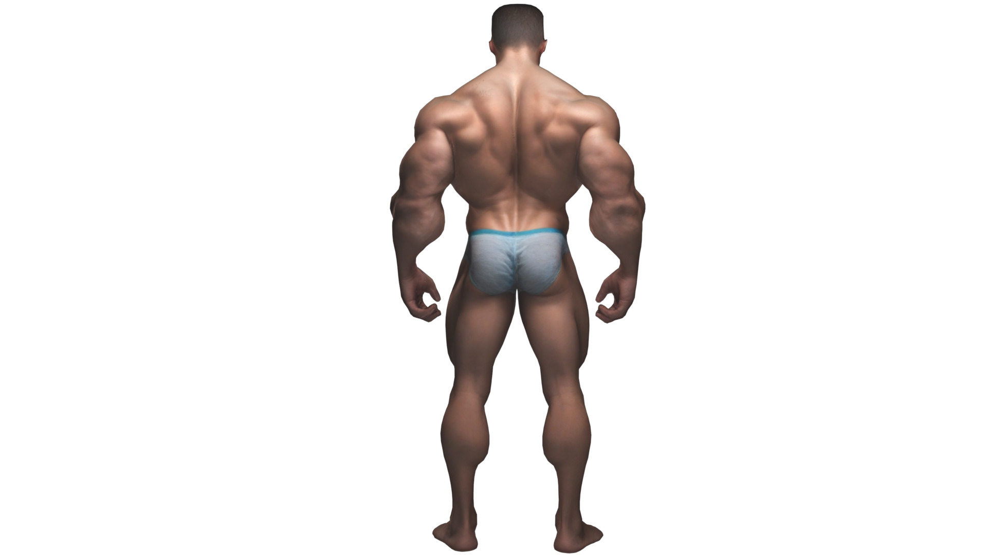 muscular male body Low-poly 3D model_2