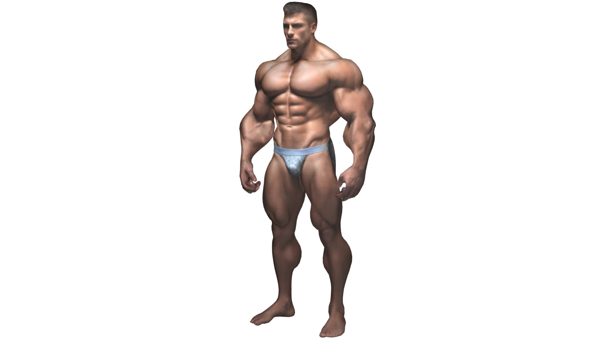 muscular male body Low-poly 3D model_4