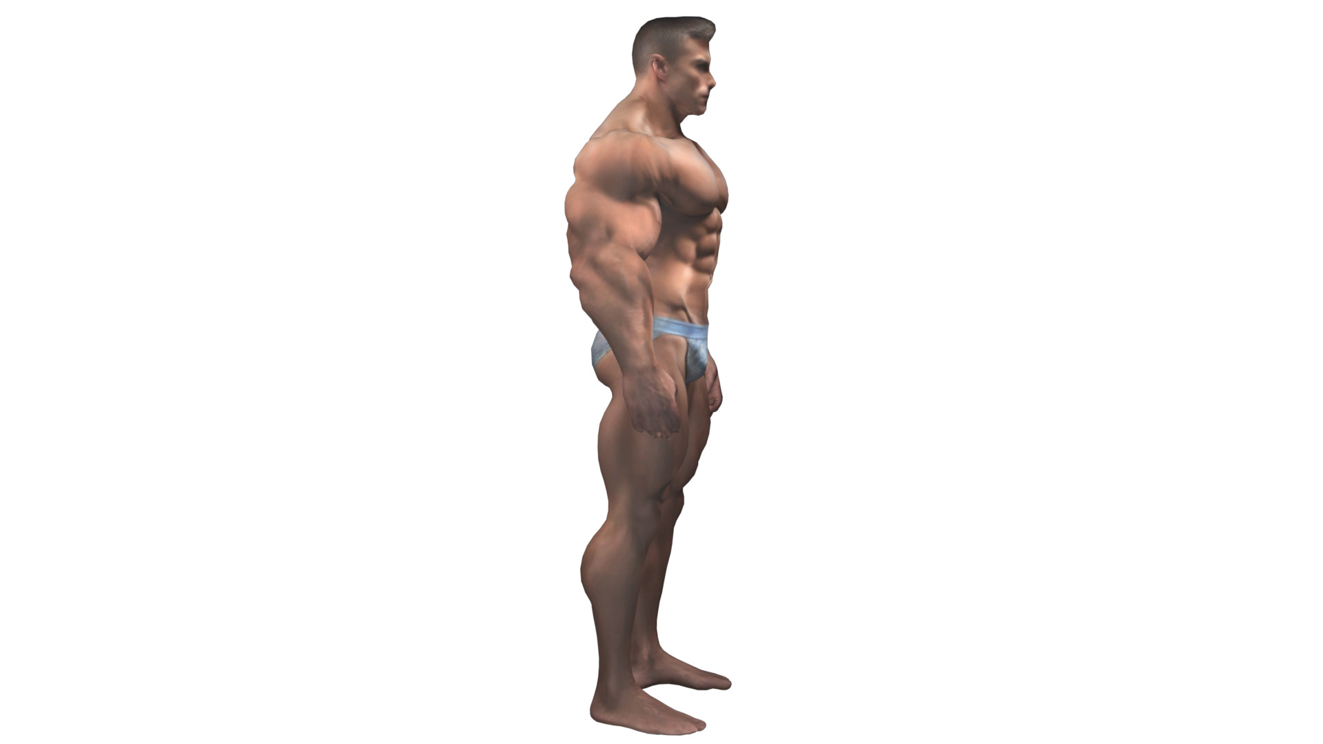 muscular male body Low-poly 3D model_1