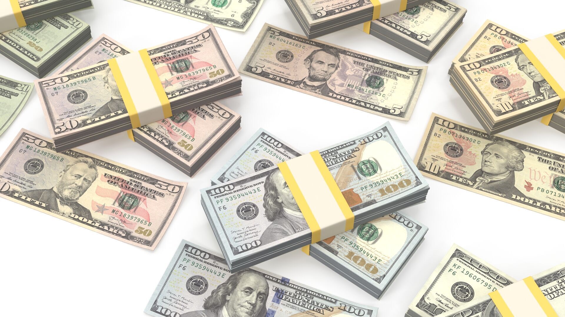 Stacks of dollars 3D model_7