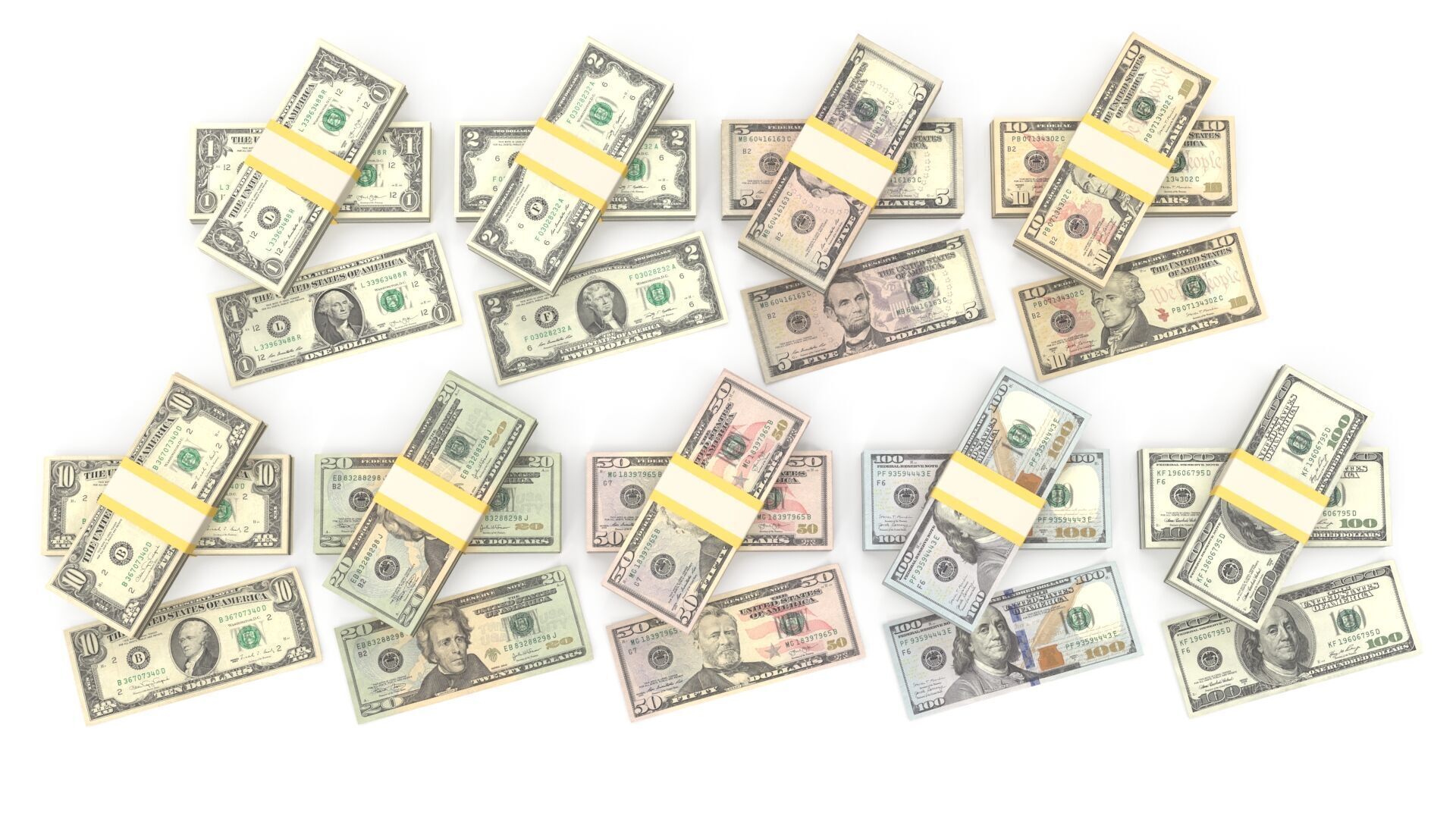 Stacks of dollars 3D model_5