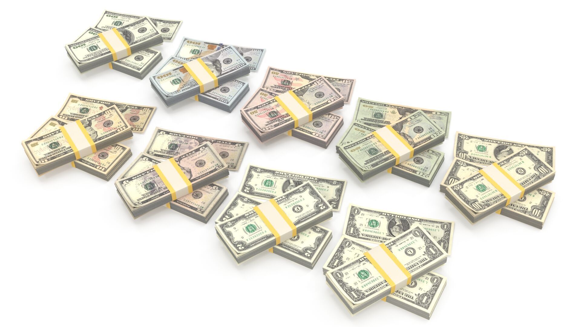 Stacks of dollars 3D model_3