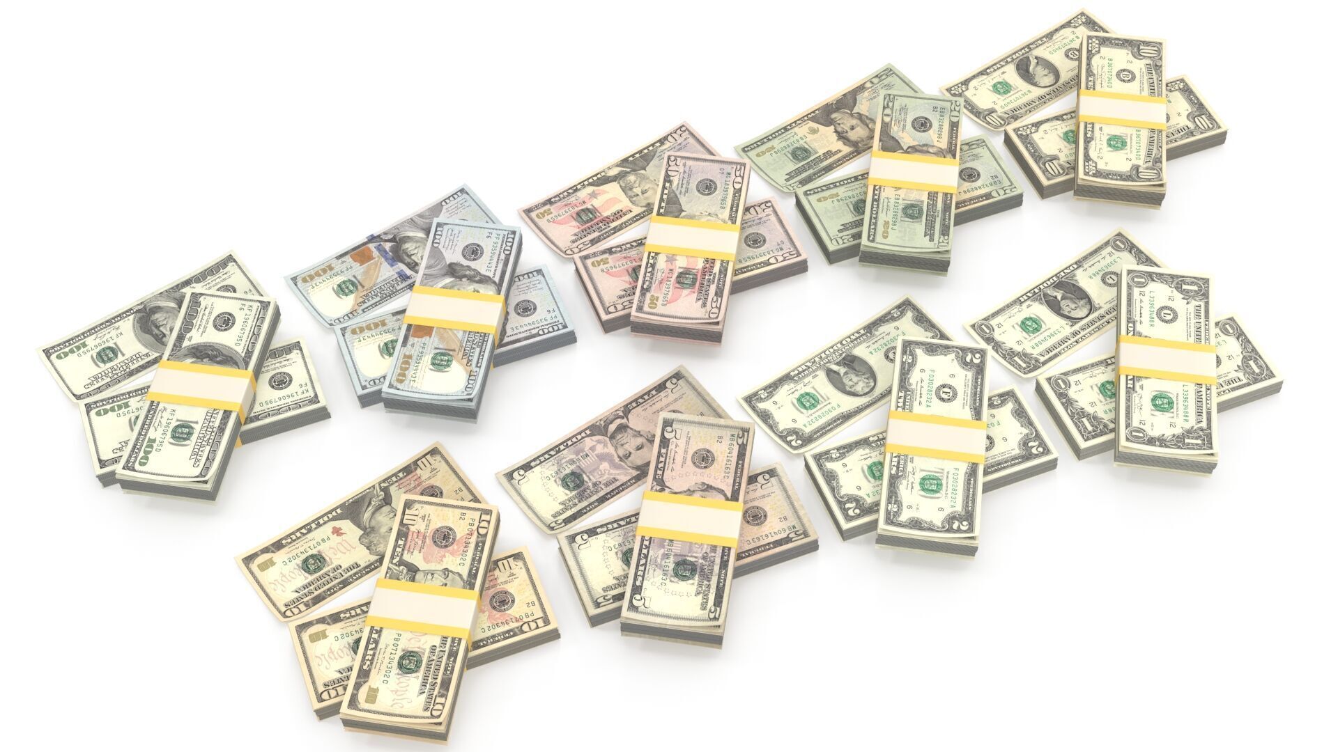 Stacks of dollars 3D model_2