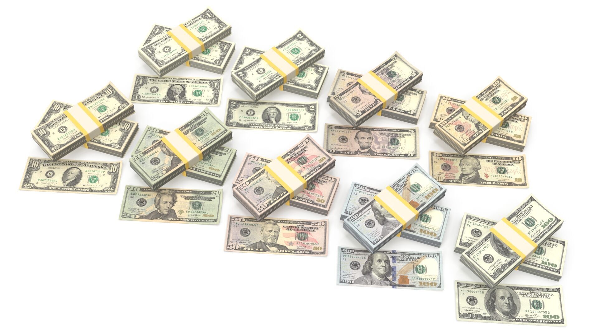 Stacks of dollars 3D model_1