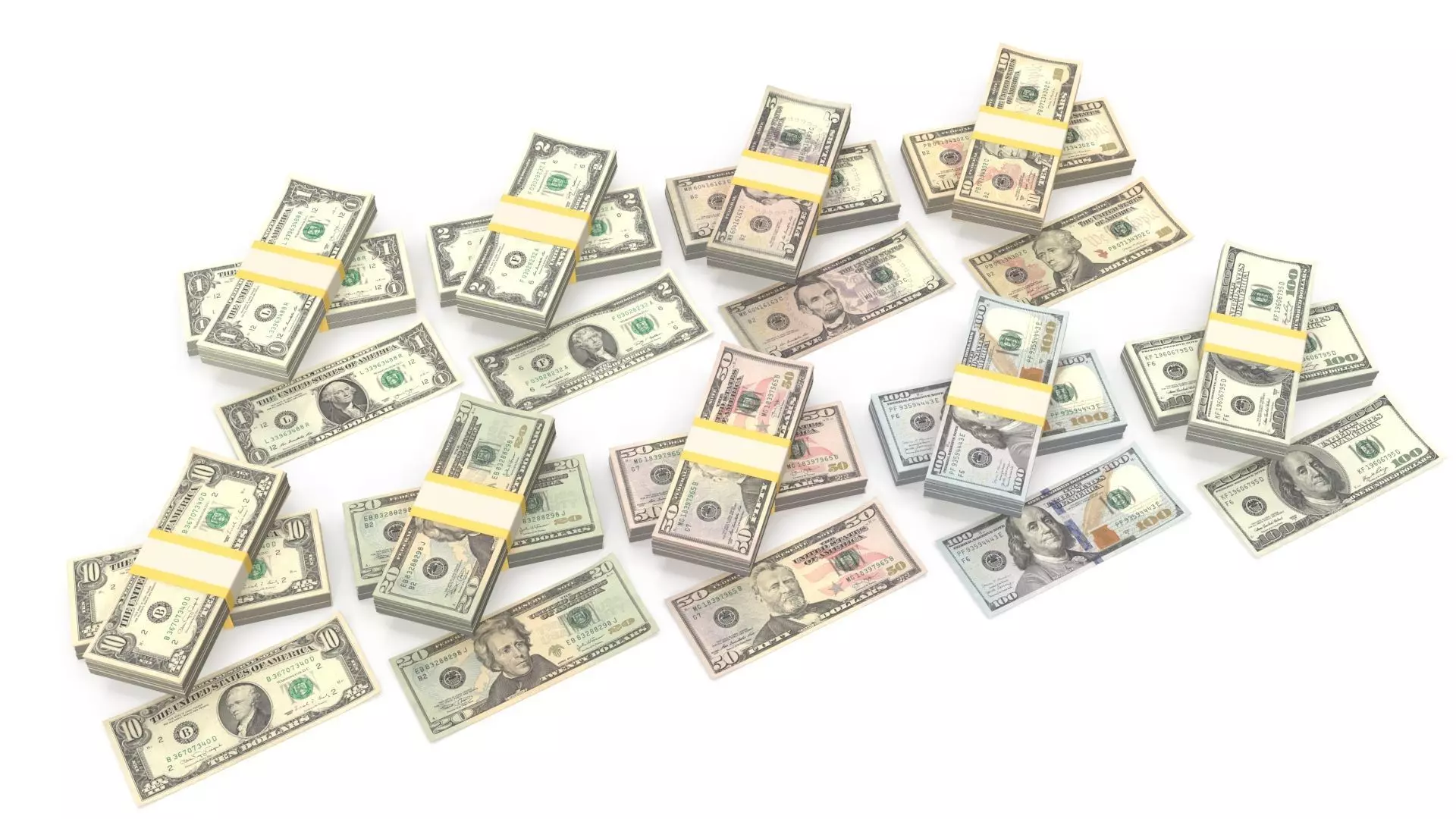 Stacks of dollars 3D model_0