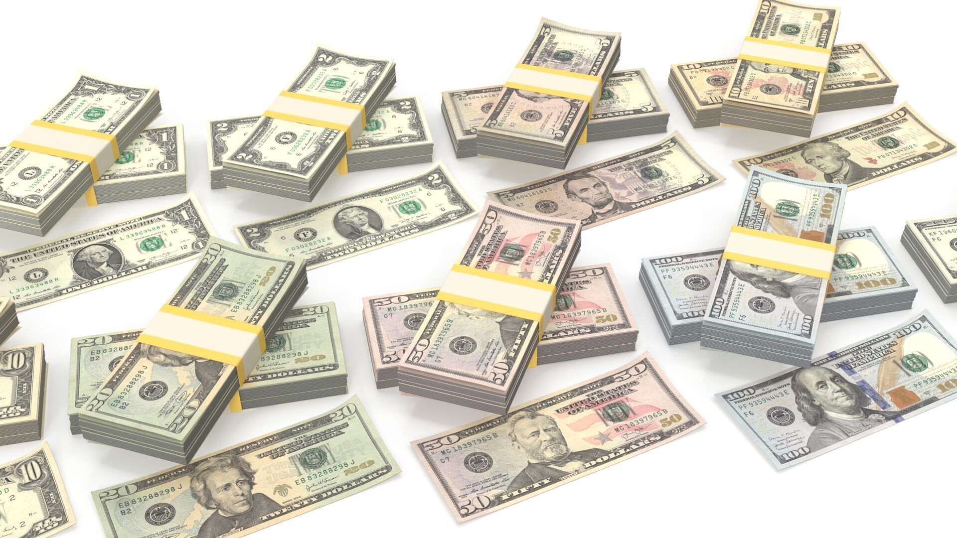 Stacks of dollars 3D model_6
