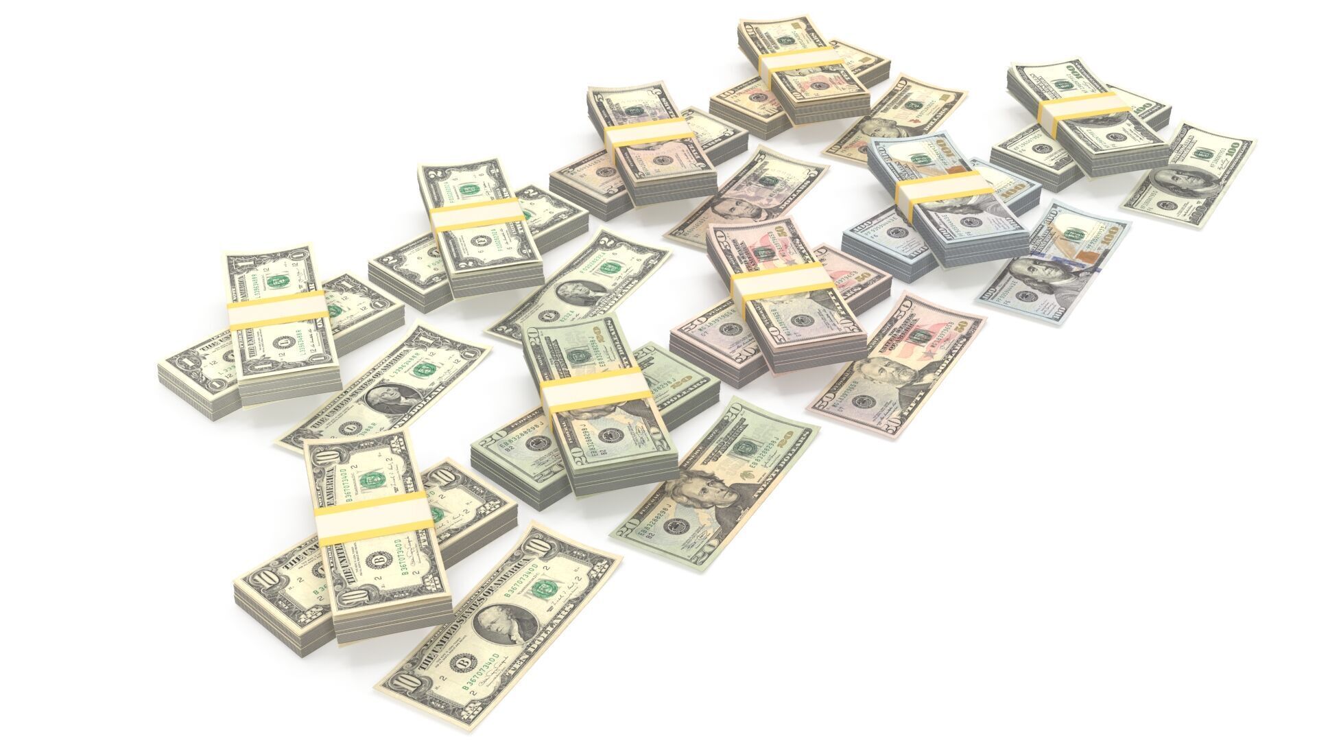 Stacks of dollars 3D model_4