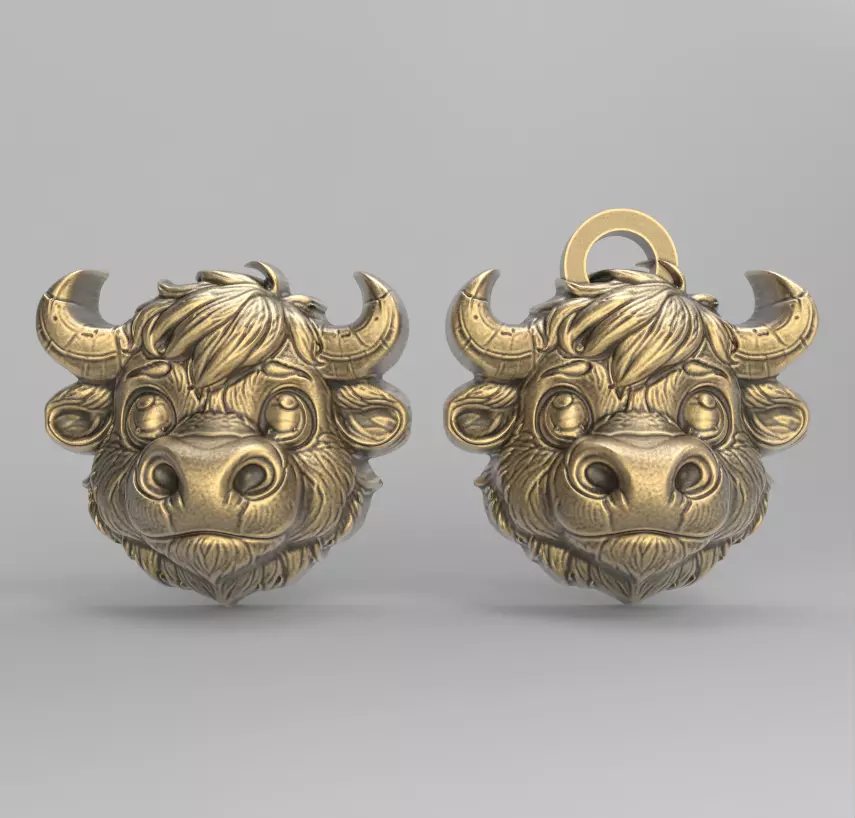 cartoon bull head decor 3D print model