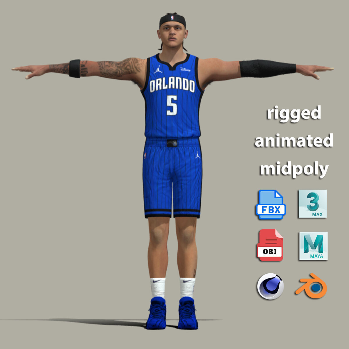 T-Pose Rigged Paolo Banchero Orlando Magic 3D model_3