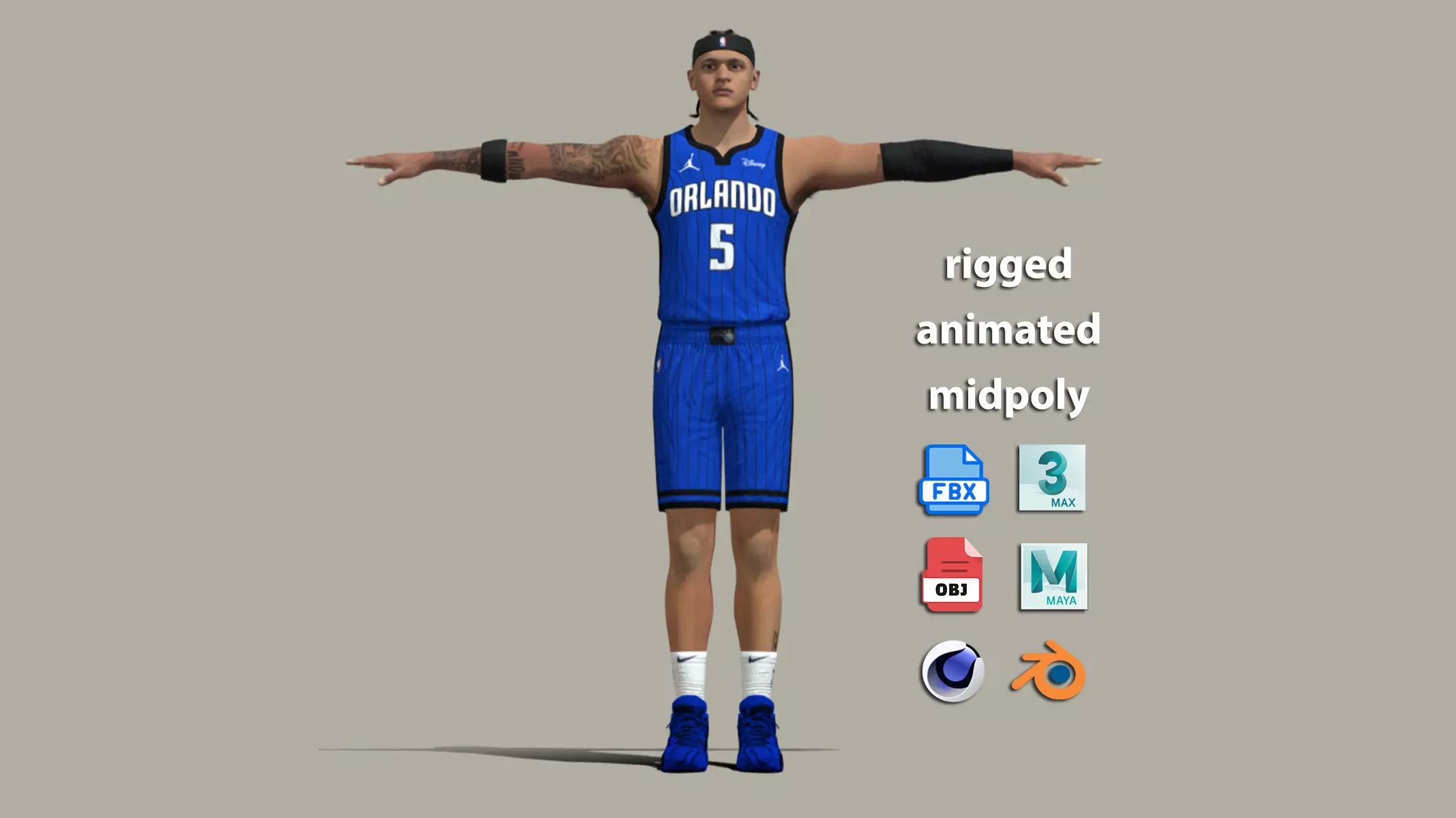 T-Pose Rigged Paolo Banchero Orlando Magic 3D model_0