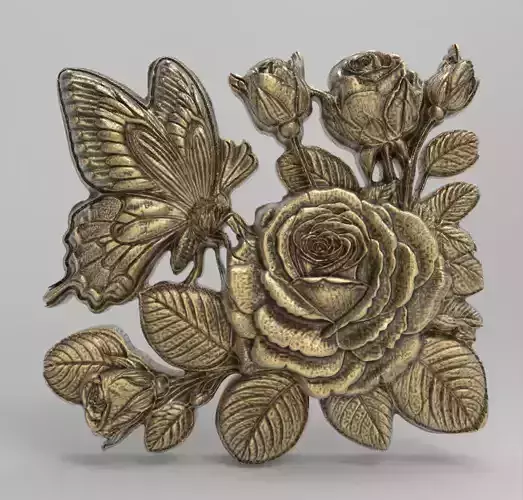 butterfly in rose cnc model
