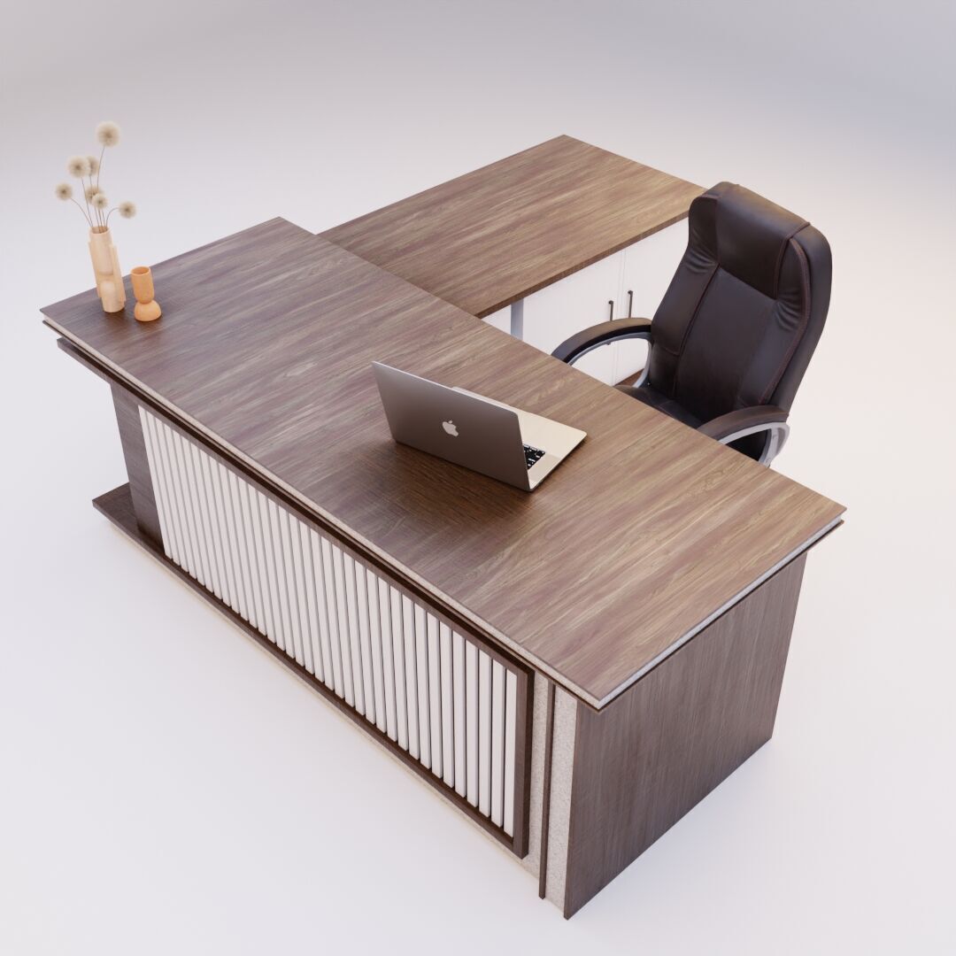 Office Table 3 Low-poly 3D model_4