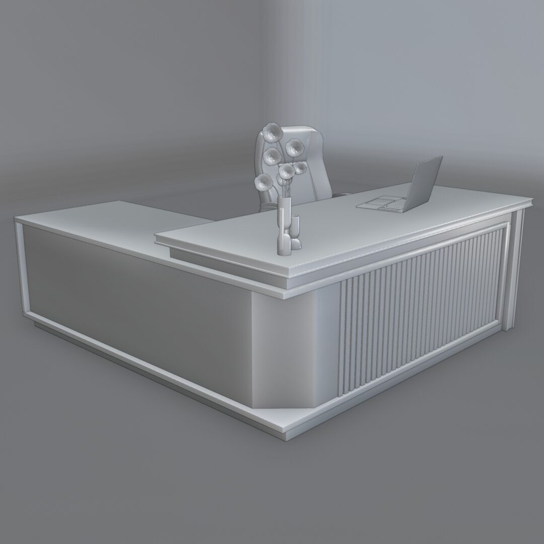 Office Table 3 Low-poly 3D model_1