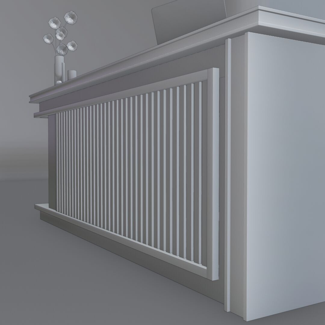 Office Table 3 Low-poly 3D model_9