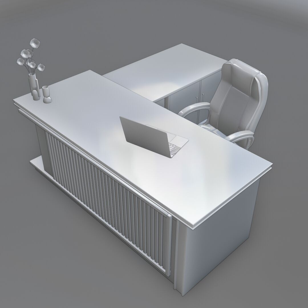 Office Table 3 Low-poly 3D model_5