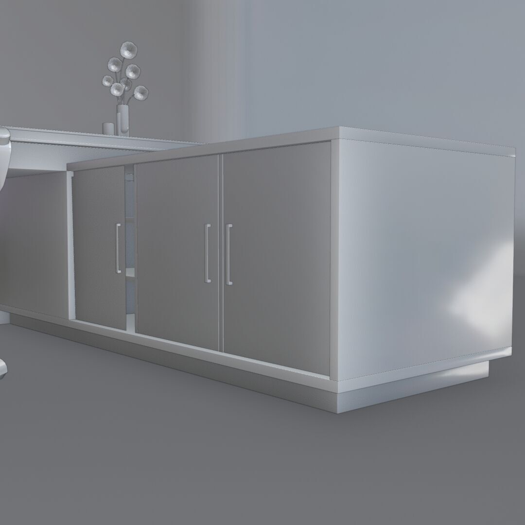 Office Table 3 Low-poly 3D model_7