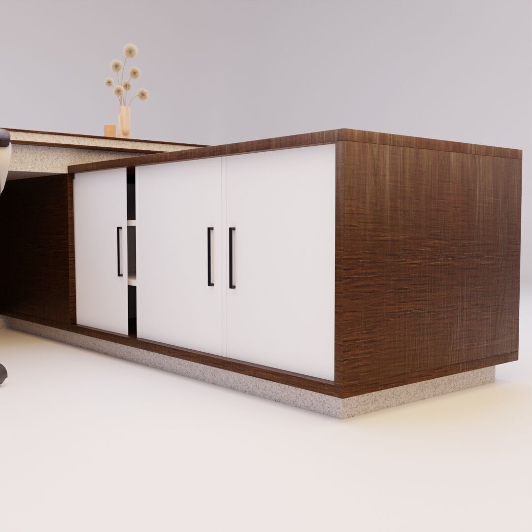 Office Table 3 Low-poly 3D model_6