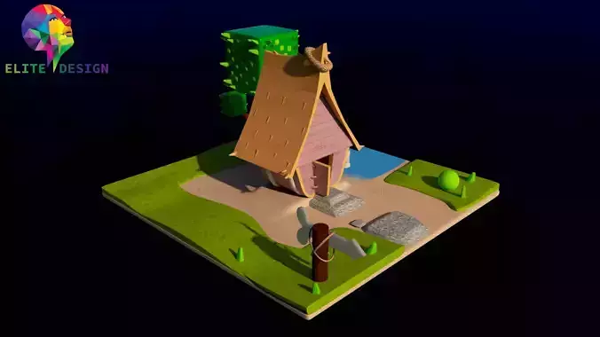 Low-Poly Fantasy House  Game-Ready 3D Model