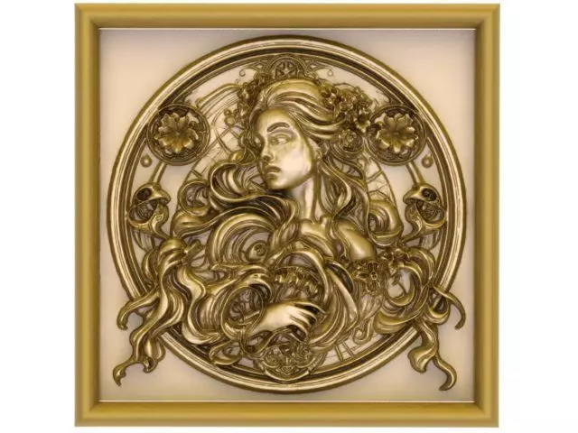 A relief artwork of a beautiful girl with long hair 3D model