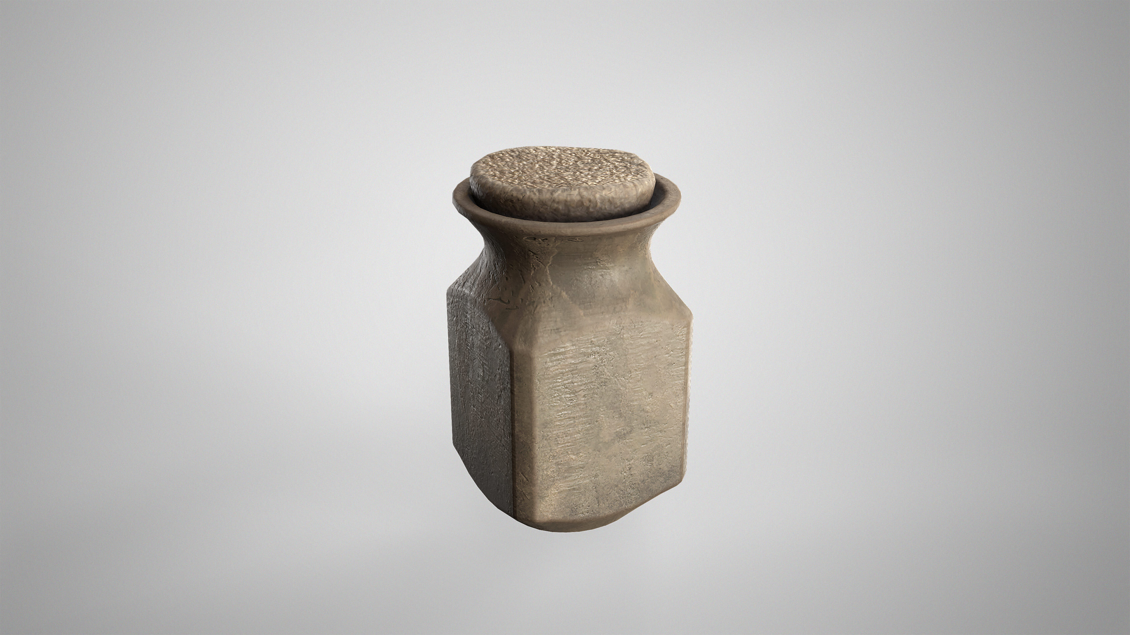Medieval Pottery Set - Ceramic Flask Potion Bottle Clay Pot Jar Low-poly 3D model_10