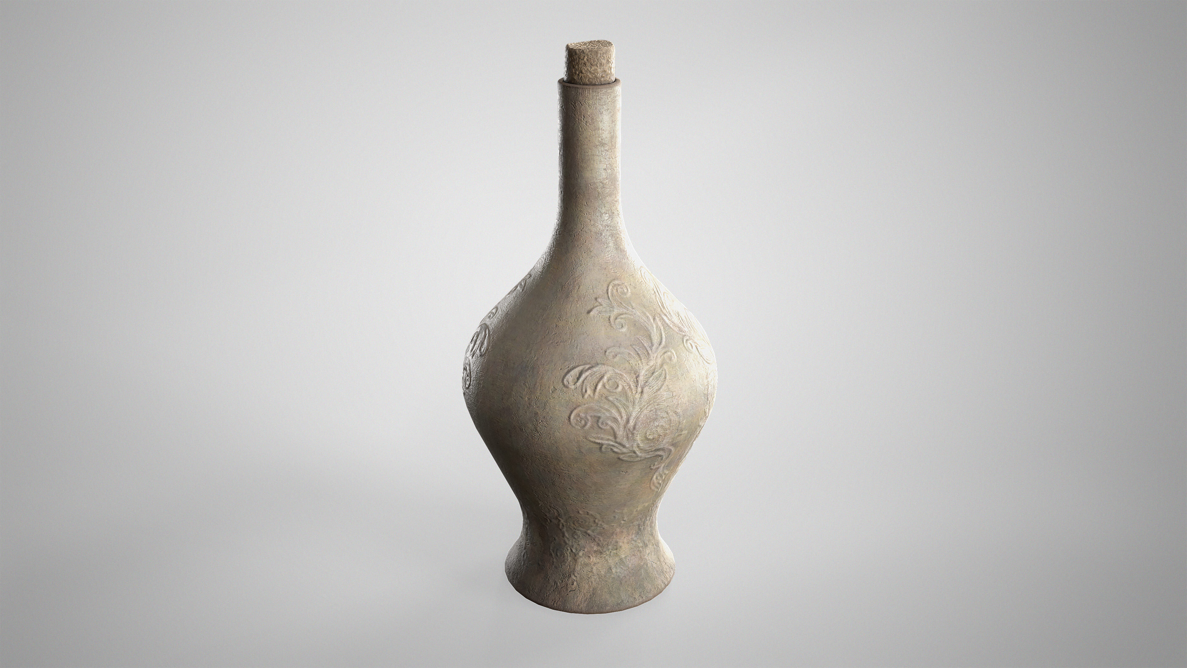 Medieval Pottery Set - Ceramic Flask Potion Bottle Clay Pot Jar Low-poly 3D model_4