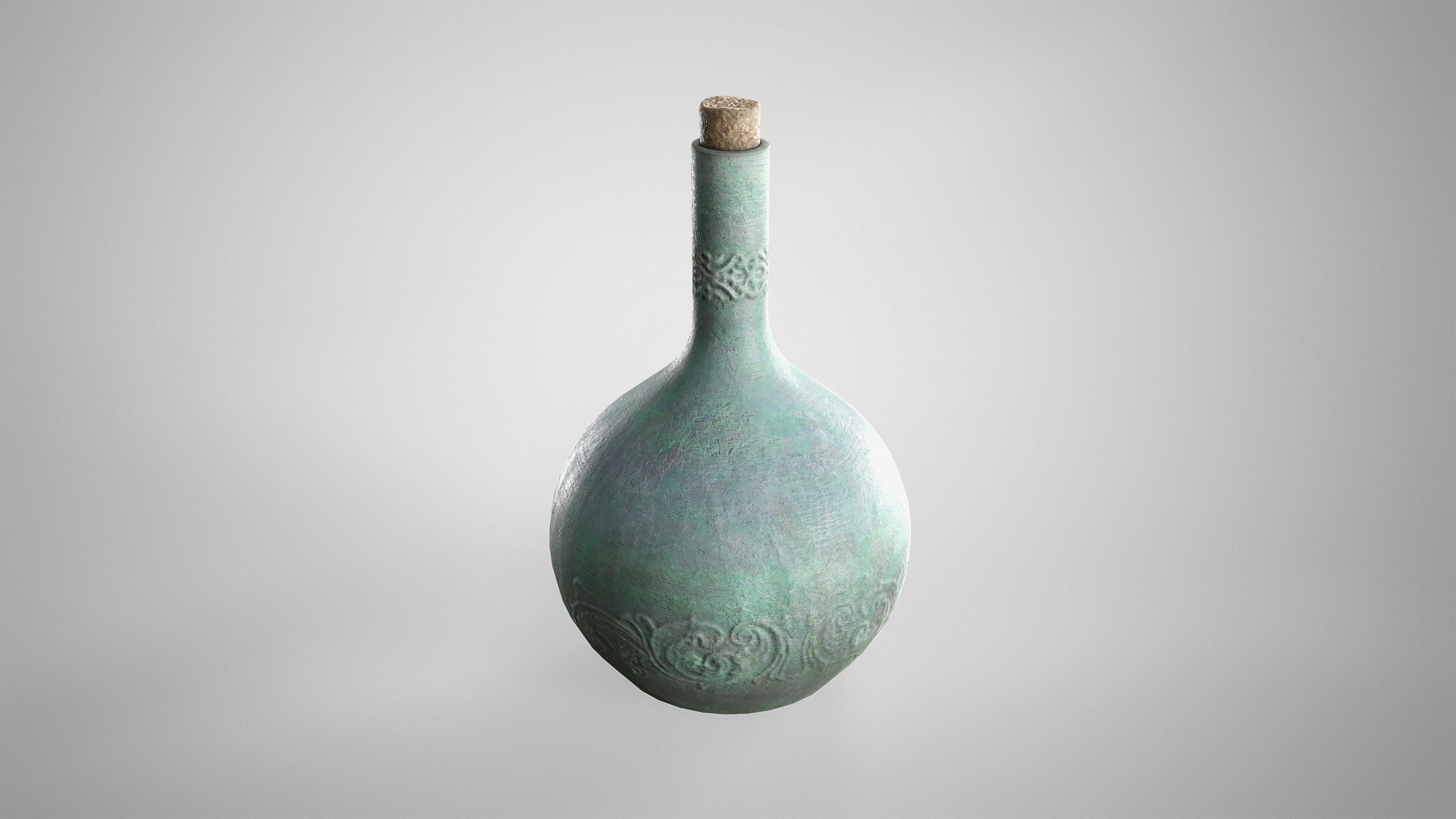 Medieval Pottery Set - Ceramic Flask Potion Bottle Clay Pot Jar Low-poly 3D model_5