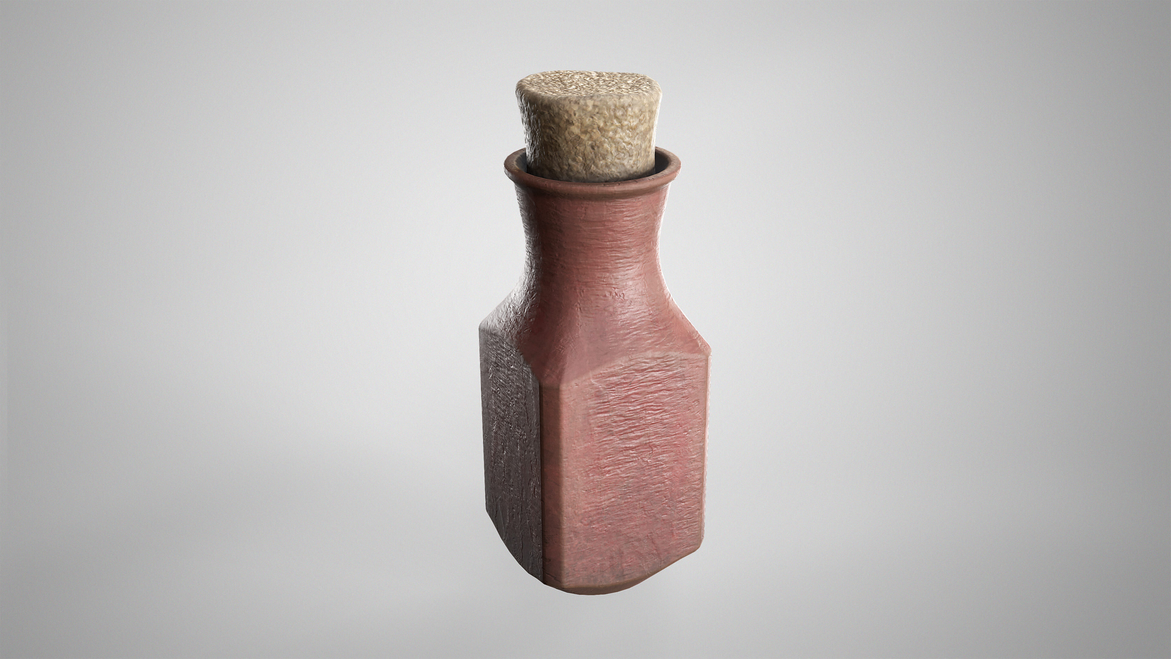 Medieval Pottery Set - Ceramic Flask Potion Bottle Clay Pot Jar Low-poly 3D model_14
