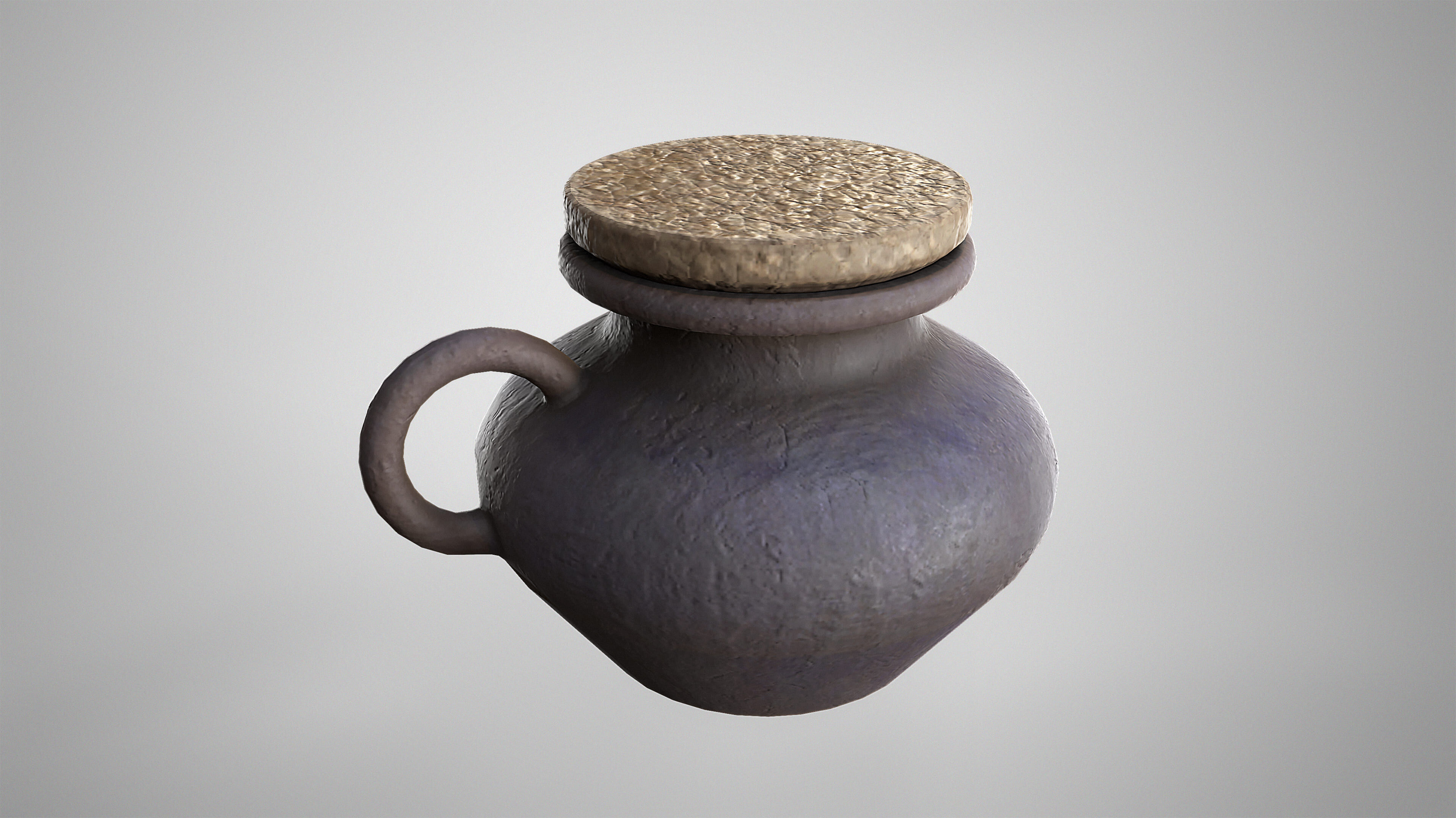 Medieval Pottery Set - Ceramic Flask Potion Bottle Clay Pot Jar Low-poly 3D model_9