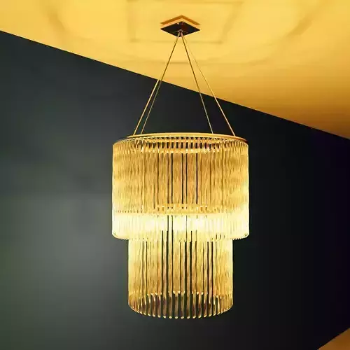 Stylish Pendant Chandelier with Textured Transparent Elements 3D model