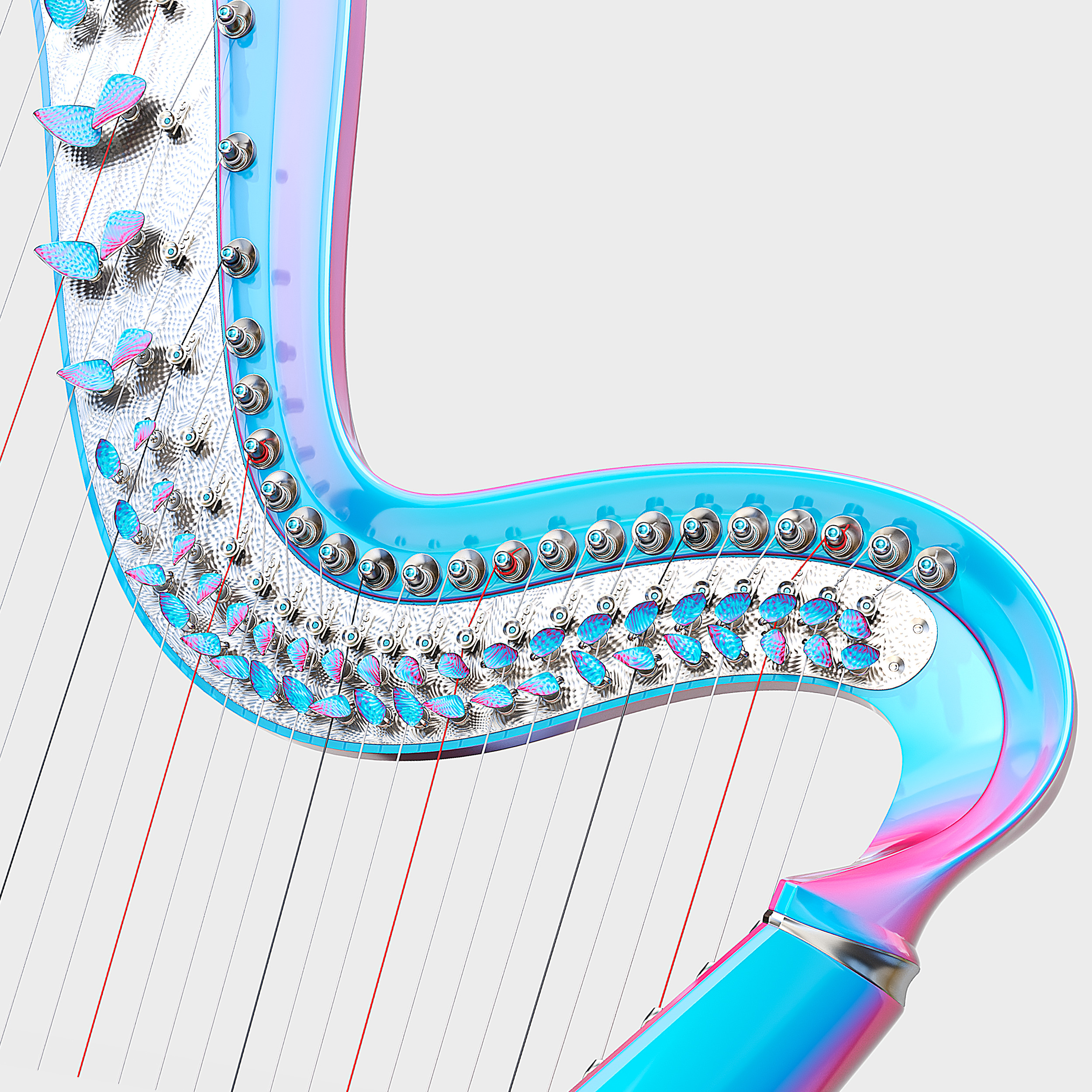 Iridescent symphony Harp  3D model_6