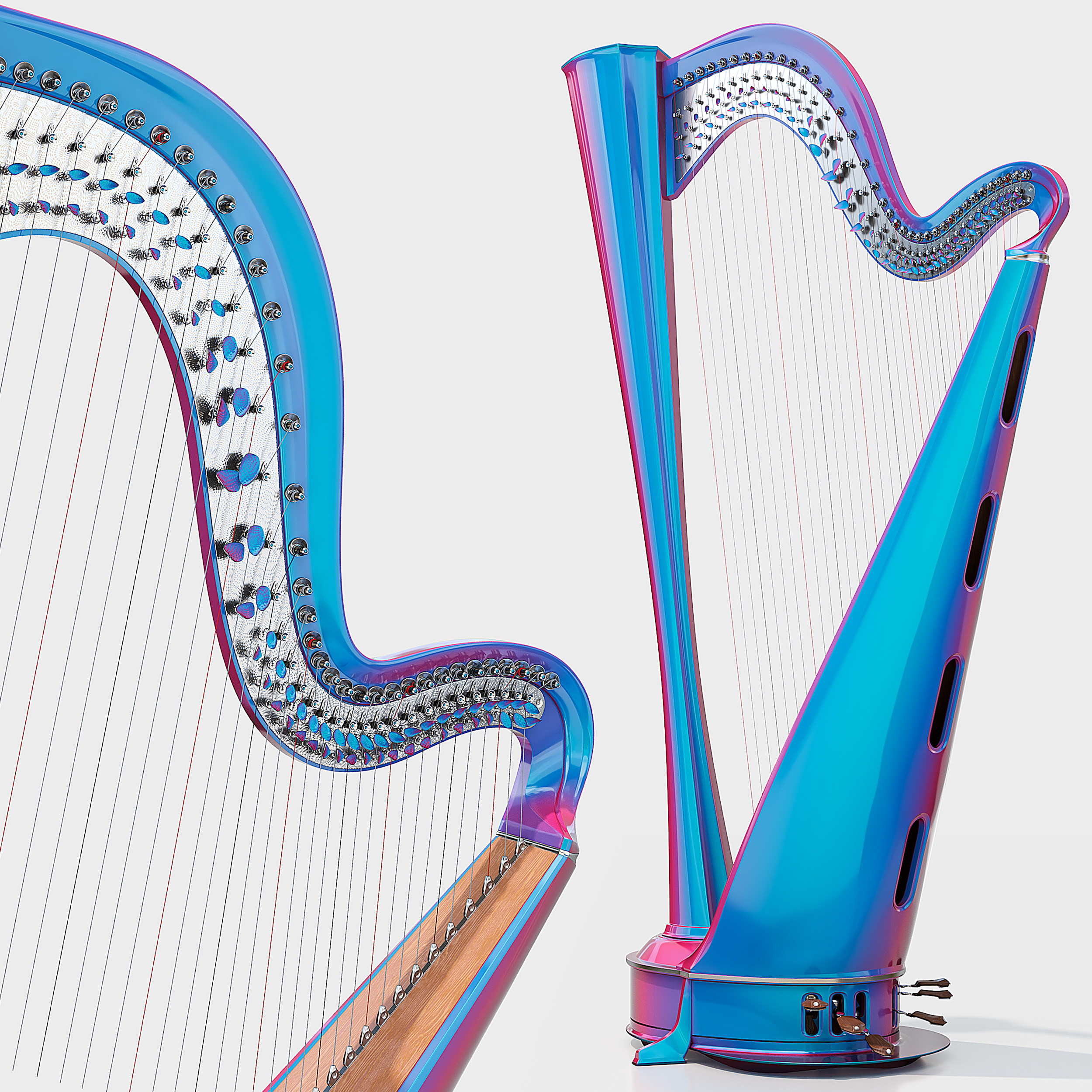 Iridescent symphony Harp  3D model_1