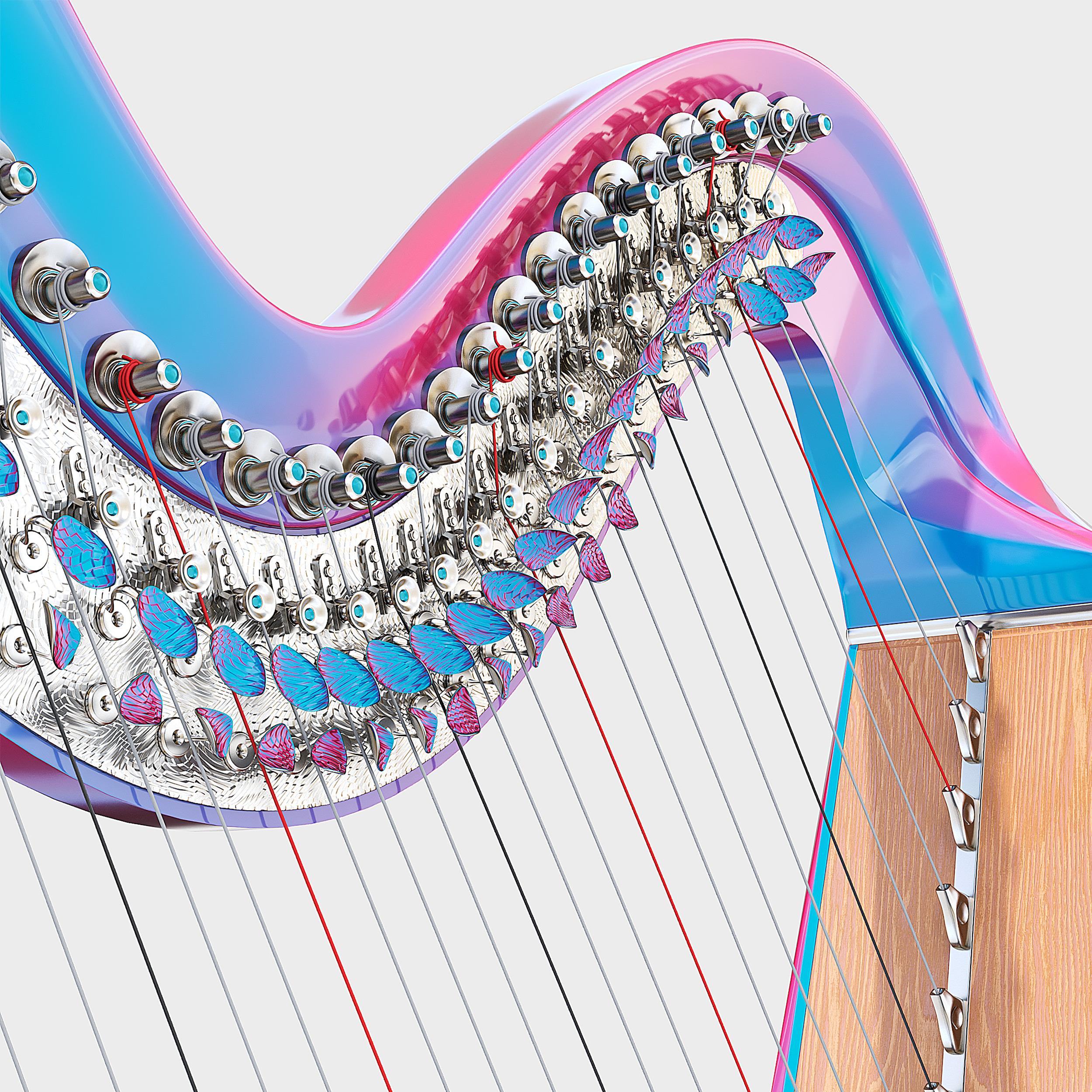 Iridescent symphony Harp  3D model_5