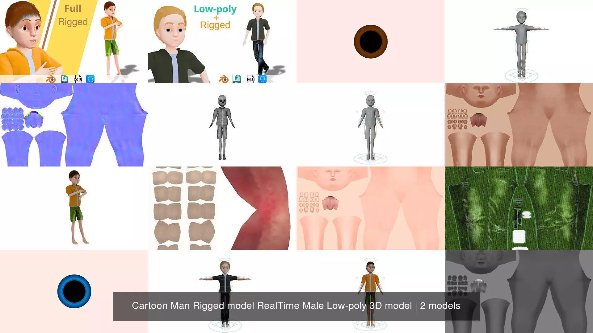 Cartoon Man Rigged model RealTime Male Low-poly 3D model 3D Model Collection_3