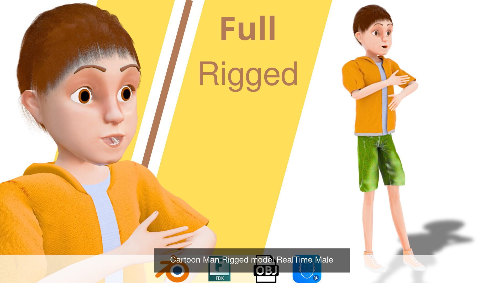 Cartoon Man Rigged model RealTime Male Low-poly 3D model 3D Model Collection_4