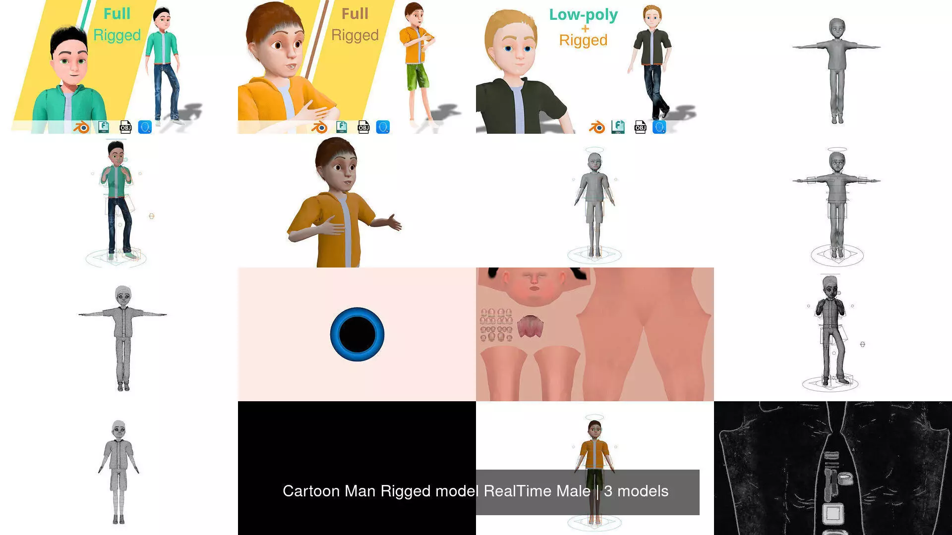 Cartoon Man Rigged model RealTime Male 3D Model Collection_4